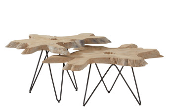  4 Seasons Outdoor | Koffietafel Sumatra 2 stuks | Aluminium-Teak 758420-31